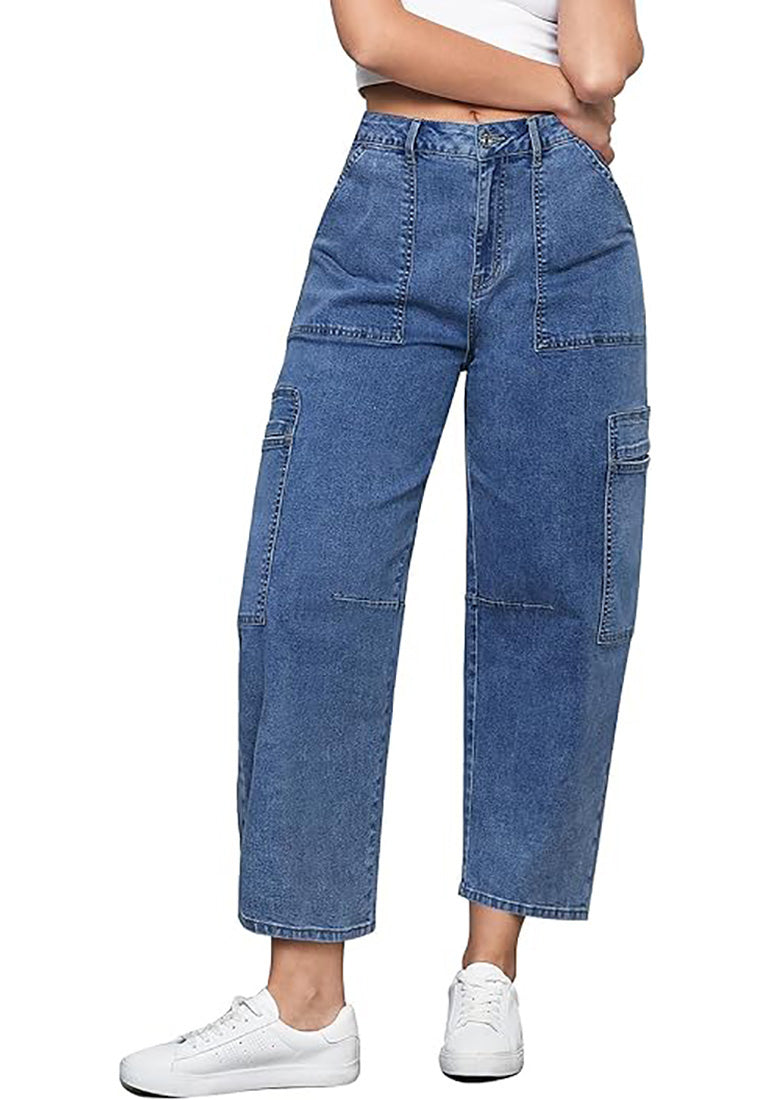Stybarluv  Women's High Waisted Cropped Barrel Jeans Casual Denim Pants with Utility Pockets