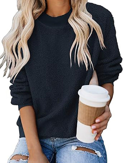 Stybarluv  Women's Fleece Crew Neck Sweatshirt Cozy Long Sleeve Top