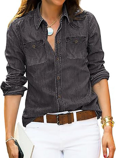 Stybarluv  Women's Classic Long Sleeve Button Down Denim Shirts