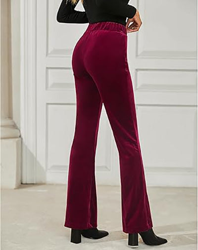 Stybarluv  Women's High Waisted Flare Pants Elastic Waist Velvet Bell Bottom Trousers