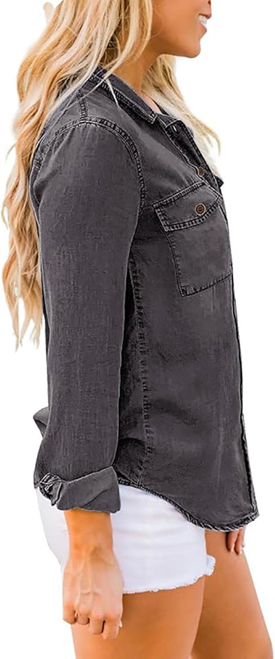Stybarluv  Women's Classic Long Sleeve Button Down Denim Shirts