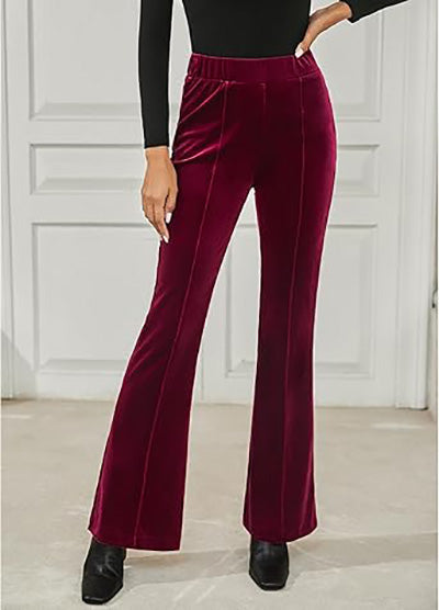 Stybarluv  Women's High Waisted Flare Pants Elastic Waist Velvet Bell Bottom Trousers