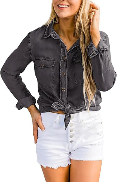 Stybarluv  Women's Classic Long Sleeve Button Down Denim Shirts