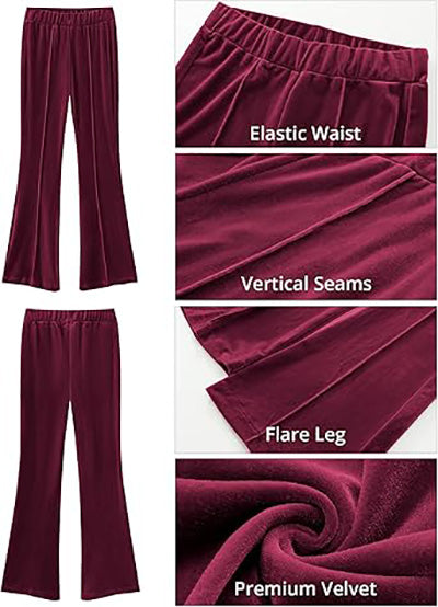 Stybarluv  Women's High Waisted Flare Pants Elastic Waist Velvet Bell Bottom Trousers