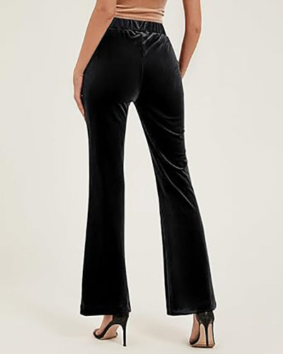 Stybarluv  Women's High Waisted Flare Pants Elastic Waist Velvet Bell Bottom Trousers