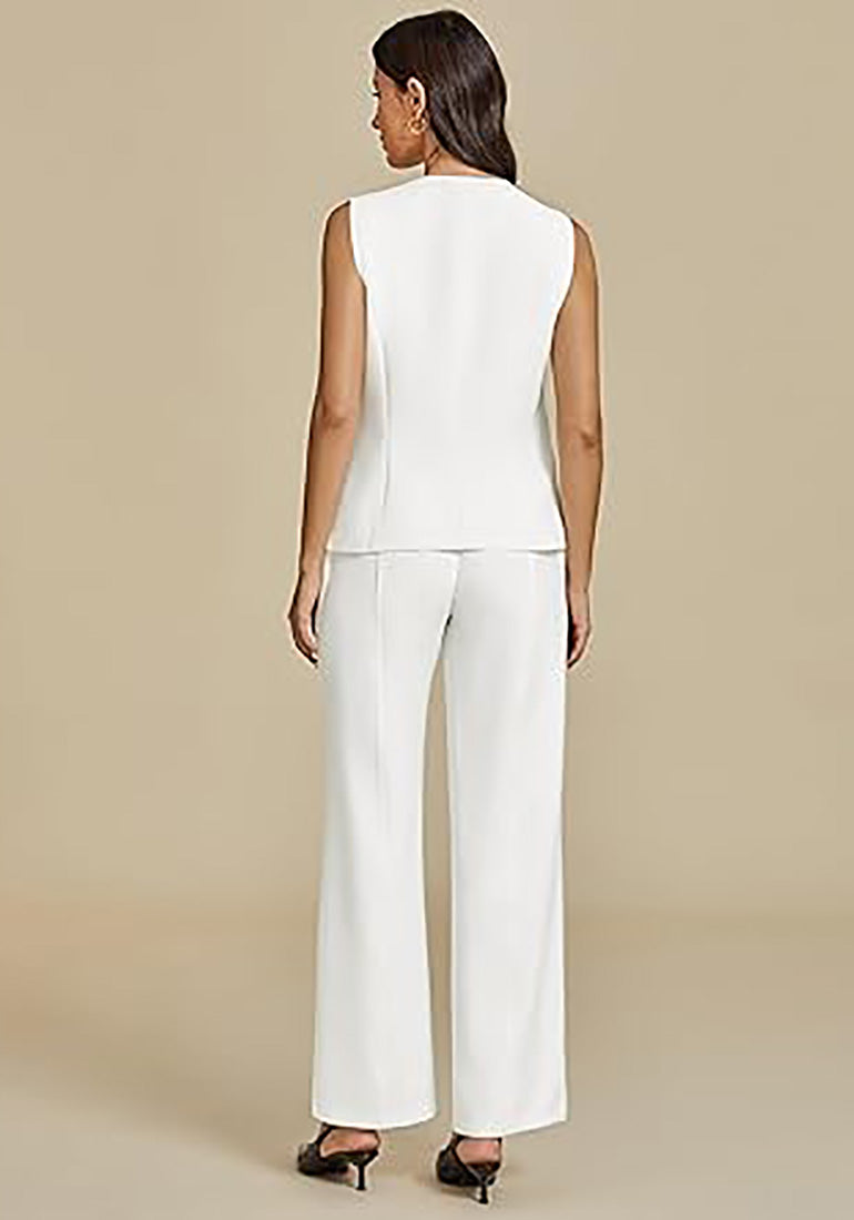 Stybarluv  Women's Sleeveless Vest Wide Leg Pants Set with Real Pockets Office Suit