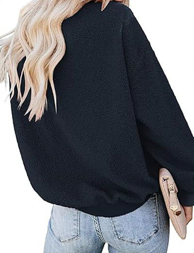 Stybarluv  Women's Fleece Crew Neck Sweatshirt Cozy Long Sleeve Top