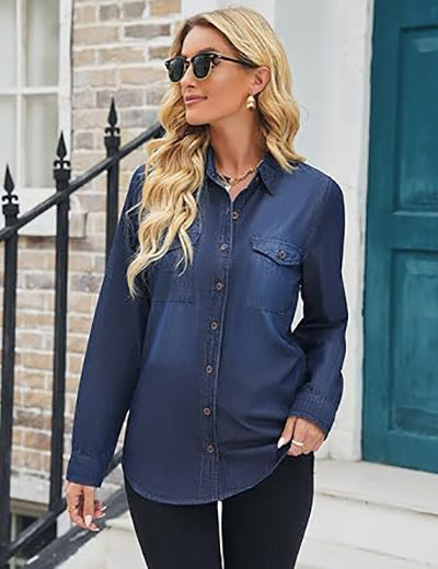 Stybarluv  Women's Classic Long Sleeve Button Down Denim Shirts