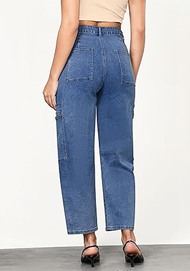 Stybarluv  Women's High Waisted Cropped Barrel Jeans Casual Denim Pants with Utility Pockets