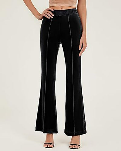 Stybarluv  Women's High Waisted Flare Pants Elastic Waist Velvet Bell Bottom Trousers