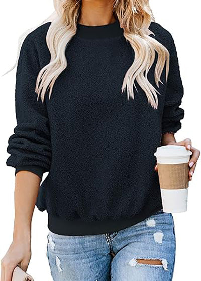 Stybarluv  Women's Fleece Crew Neck Sweatshirt Cozy Long Sleeve Top
