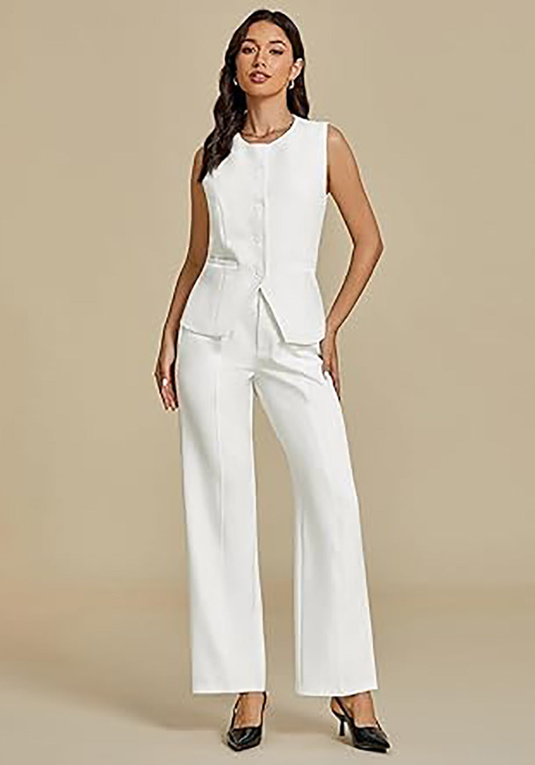 Stybarluv  Women's Sleeveless Vest Wide Leg Pants Set with Real Pockets Office Suit