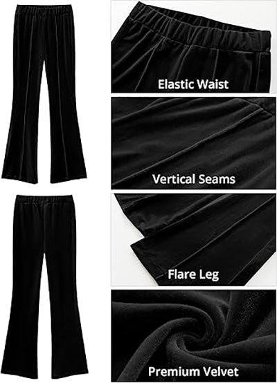 Stybarluv  Women's High Waisted Flare Pants Elastic Waist Velvet Bell Bottom Trousers