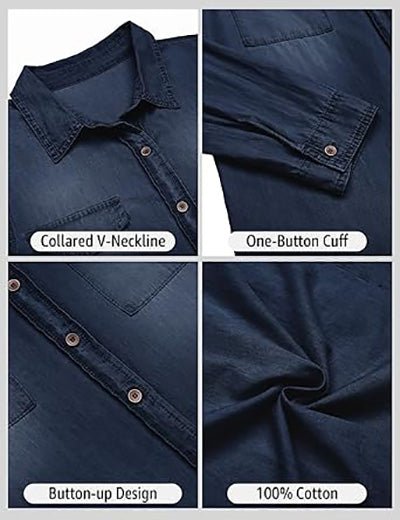 Stybarluv  Women's Classic Long Sleeve Button Down Denim Shirts
