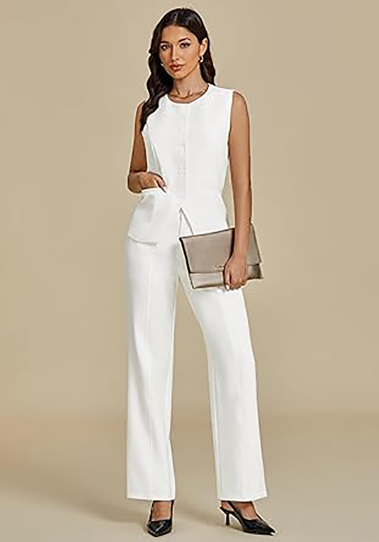 Stybarluv  Women's Sleeveless Vest Wide Leg Pants Set with Real Pockets Office Suit