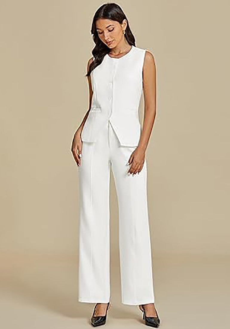 Stybarluv  Women's Sleeveless Vest Wide Leg Pants Set with Real Pockets Office Suit